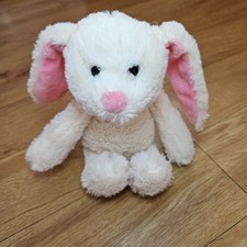 Wilko SMALL Bunny Rabbit soft toy White Cream Honey pink ears Wilkinson Lapin