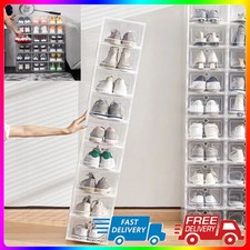 Stackable Foldable Boxes Trainers Organiser Clear Plastic Shoe Storage Box 1-12x