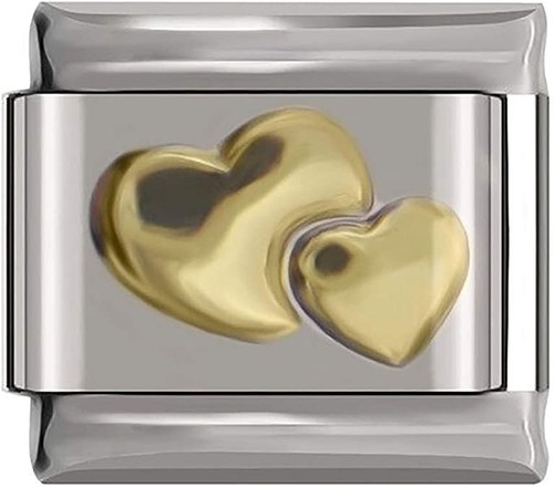 Gold double heart - heart, italian