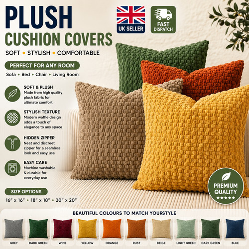 New plain plush cushion cover - new,