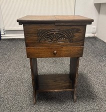 Antique oak sewing box carved - antique,