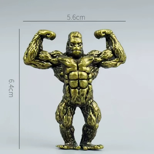 Brass muscle gorilla statue - brass,