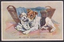 C1950 MABEL GEAR  POSTCARD #4382 'ME AND MY WONDERFUL ONE ' TERRIERS