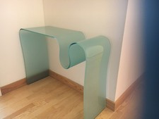 curved glass console table