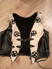 VTG Black Suede Leather Lace Up Vest Goth Punk Western Biker Motorcycle Vest