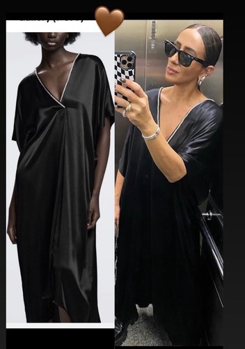 Zara black satin - satin, dress