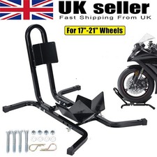 MOTORCYCLE MOTORBIKE FRONT WHEEL CHOCK STORAGE VAN TRANSPORT PADDOCK STAND CLAMP