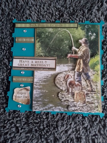 Gone fishing decoupage card - gone,