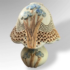 Rare Vintage Bernard Rooke 1970s Studio Ceramic Shade & Base Iris Mushroom Lamp