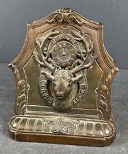 ANTIQUE WW I USA FRATERNAL BPOE ELKS BRONZE CLOCK ART STATUE SCULPTURE BOOKEND