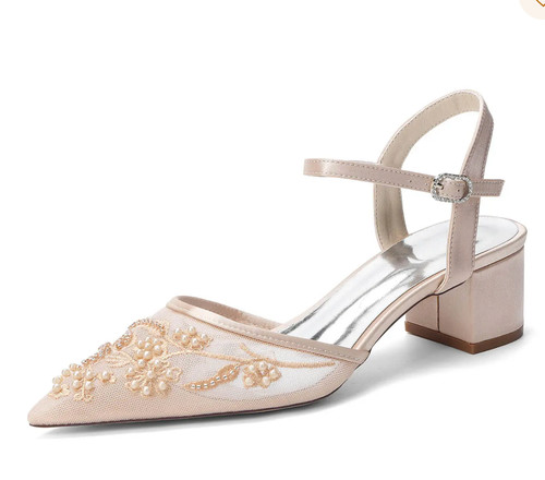 Missacc low heel - low, lace/silk