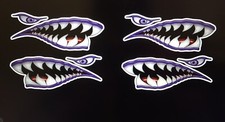 tiger shark teeth stickers For Helmet, Motorcycle Car, Etc..set X 4 , size 14cm