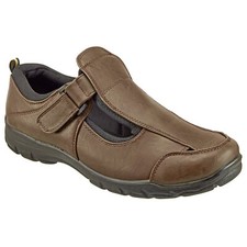 Mens Wide Fit Shoes Comfort Casual Brown Closed Toe Loafers Sandals New Size 6