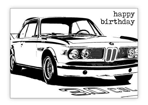 Classic car birthday card bmw - card.,