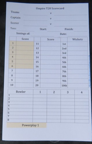 Cricket umpire pocket cards - cricket,