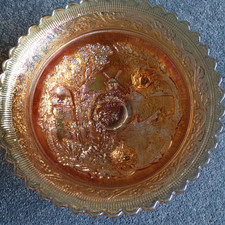 IMPERIAL GLASS MARIGOLD CARNIVAL GLASS WINDMILL RUFFLED EDGE BOWL