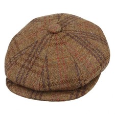 Men’s Brown Tweed Newsboy Cap Classic 8 Panel Gatsby Flat Cap Vintage Wool Hat
