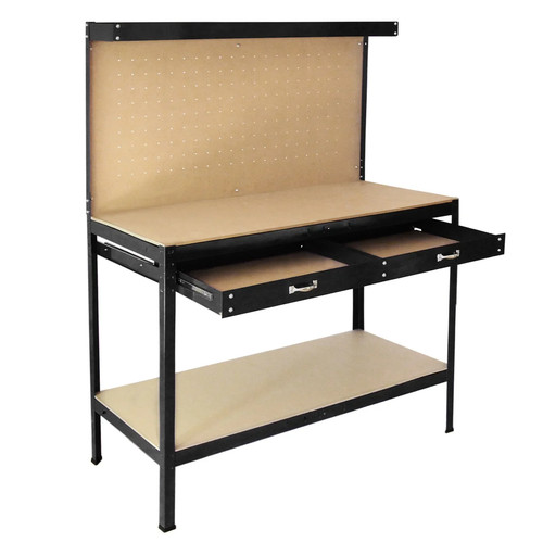 Garage workbench with pegboard - garage,