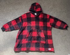 Primark Mens Red Check SNUDDIE Oversize Blanket Hoodie Snoodie Oodie Size L-XL