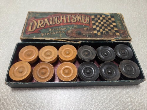 Antique wooden draughts - antique,