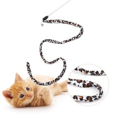 ­1Pc Cat Funny Toy Teaser Stick Chaser Wand Leopard Print Tail With Bell