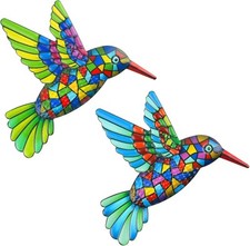 2 Pcs Metal Hummingbird Garden
