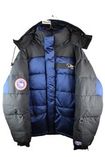 Bear USA Mens Padded Heavy Puffer Jacket Hooded Size L Grey Duck Down Y2K