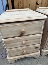 Ducal Pine Quality  X2 Stripped Solid Rustic Farmhouse bedside chest 3 Drawers