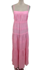 M&S Women's Dress Pink Pintuck Tiered Trapeze Adjustable Straps New F1