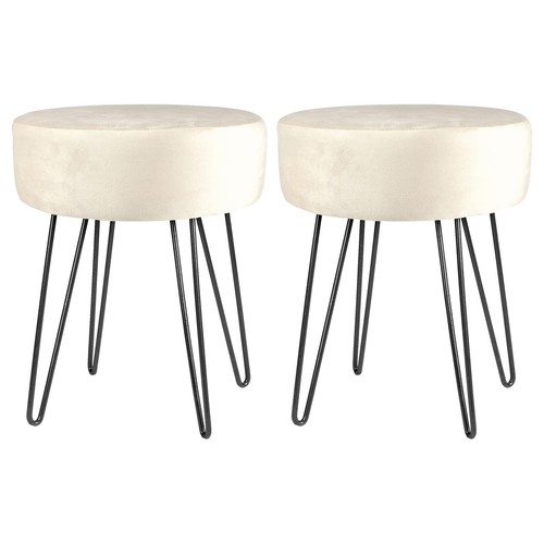 Round velvet footstool ottoman - round,