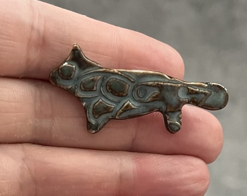 Vintage ceramic fox brooch - ceramic,