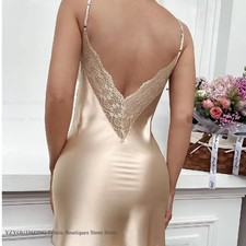 Backless Lace Silk Satin