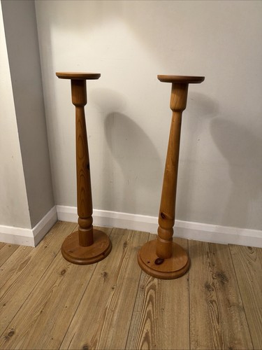 Pair tall wooden plant - wooden, stands