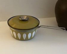 Catherine Holm Vintage Saucepan & Lid Green Lotus Enamel Norway MCM Retro 60’s