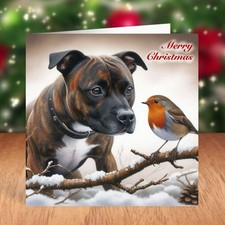 Staffordshire Bull Terrier Dog Christmas Card, Staffie
