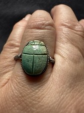 Antique Egyptian Hallmark Silver Swirling Scarab Ring -uk Size O