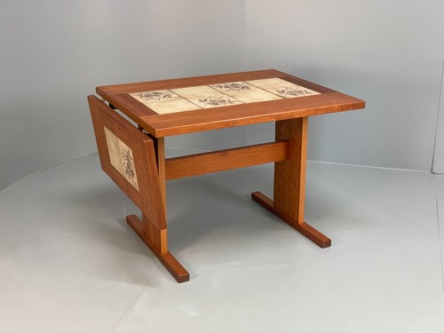 Vintage teak dining table - table, tile