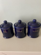 SSI Taiwan Tea, Coffee, Sugar Cobalt Blue, 1995 Vintage Retro Kitchen