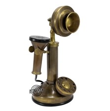 Antique Brass Candlestick Dummy Phone Tabletop Retro Look Vintage Decorative Gif
