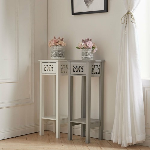 Slim side end table - end, small
