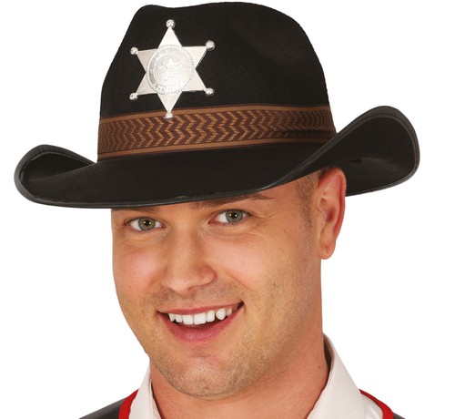 Black felt sheriff hat - felt,