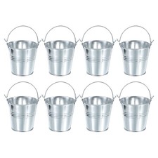 8Pcs 3"x3" Small Metal Buckets Mini Galvanized Easter Buckets Bright Silver