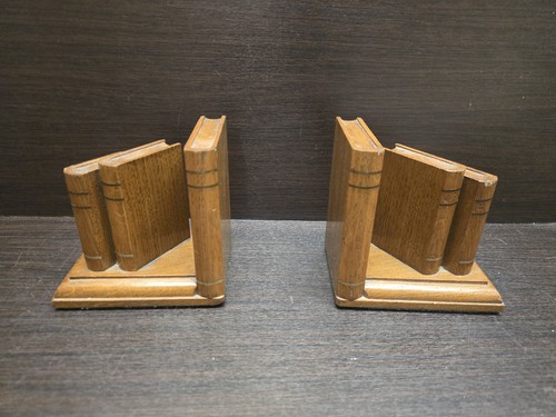 Vintage wooden bookends - 2x,