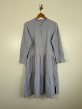 Toast Dress Size Uk 12 Blue Midi Shirt Tiered Cotton Chore Utility Chambray