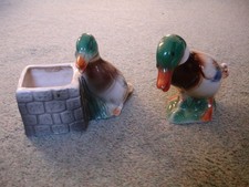 2 x Mallard Ducks - Plant Pot  Holder & Ornament / Figurine