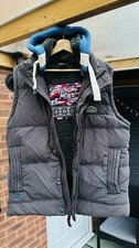 SUPERDRY MEN GILET VEST WINTER FLEECE HOOD WARM XL