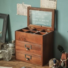 Large Jewellery Box Retro Wooden Chest Rings Necklaces Storage Organiser Cabinet