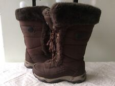 KHOMBU ladies brown quilted lace up winter snow boot size 4/37