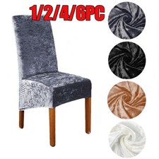 1~6PC Crushed Velvet Stretch Dining Chair Covers Protective Slipcover Home Decor