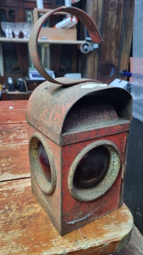Vintage railway lamp road - road, red